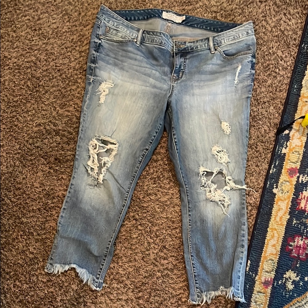 Torrid Blue Ankle Cropped Jeans